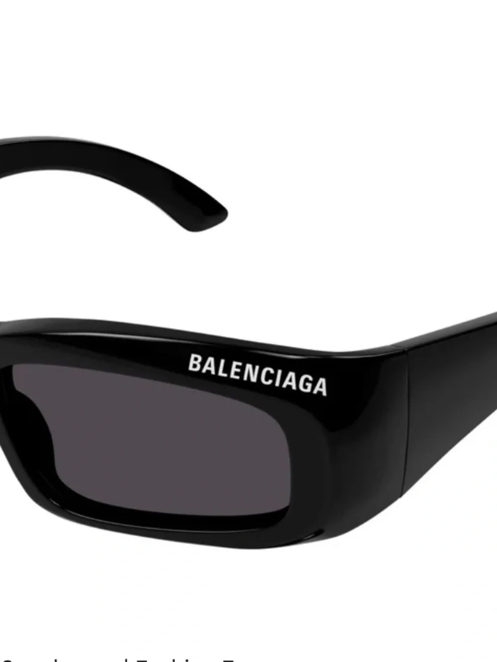 Balenciaga Black Logo Rectangular Sunglasses
